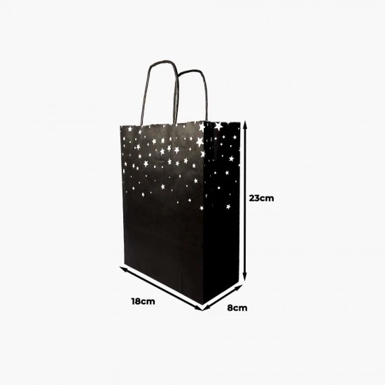 VZ Black Paper Gift Bags with White Star Patterns - 23cm H x 8cm L x 18cm W - Small, GBGSTAR-BLCK Shop quality VZ Black Paper Gift Bags with White Star Patterns - 23cm H x 8cm L x 18cm W - Small in Kenya from vituzote.com Shop in-store or online and get countrywide delivery!