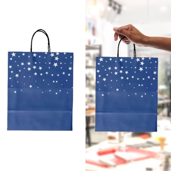 VZ Blue Paper Gift Bags with White Star Patterns - 41cm H x 12cm L x 32cm W - Large, GBGSTAR-BLUE Shop quality VZ Blue Paper Gift Bags with White Star Patterns - 41cm H x 12cm L x 32cm W - Large in Kenya from vituzote.com Shop in-store or online and get countrywide delivery!