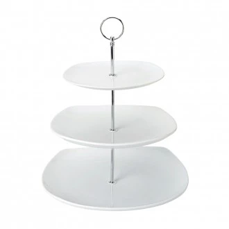 Utopia Titan Square 3 Tiered Porcelain Plate Stand