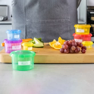 Healthy Eating Stacking Portion Control Pots - Seven ( 7) BPA Free plastic containers Multi-colour