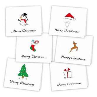 Merry Christmas Greeting Card with Envelope & Sticker, 5" x 4.15" - Assorted