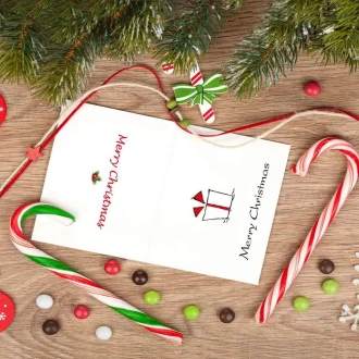 Merry Christmas Greeting Card with Envelope & Sticker, 5" x 4.15" - Assorted