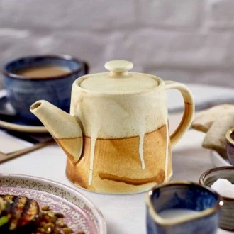 Neville Genware Terra Porcelain Roko Sand Teapot 50cl/17.6oz