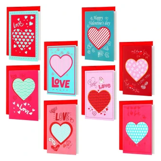 Zonon Valentine’s Day Card Heart & Pattern Series, Includes Envelope, Assorted 4 x 6'' 