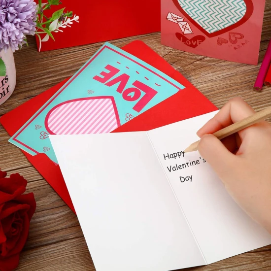 Zonon Valentine’s Day Card Heart & Pattern Series, Includes Envelope, Assorted 4 x 6'' 