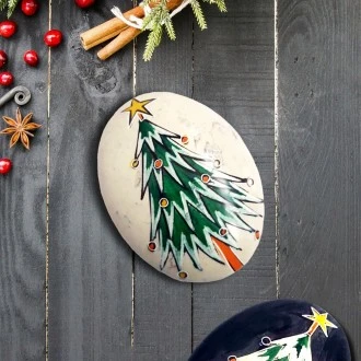 Undugu Soapstone Handcrafted Christmas Tree Pebbles-1 Piece, Assorted