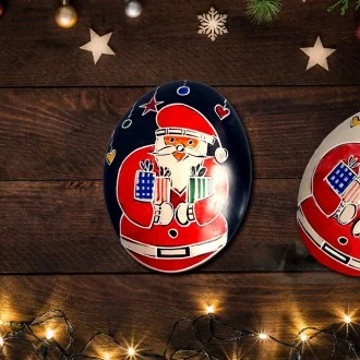 Undugu Soapstone Handcrafted Santa Christmas Pebbles-1 Piece, Assorted