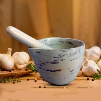 Undugu Mortar and Pestle, Handcrafted Malachite Soapstone - Made in Kenya