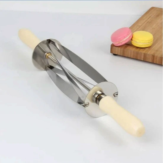 Rolling Croissant Cutter Roller, Stainless Steel & Pastry Dough Slicer - Medium 49cm/19.29inch