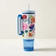 Nayad Hydrostash Tumbler with Snackbox - Floral, 680ml ( 12 hours hot )