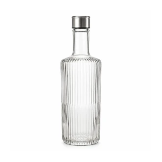 Neville GenWare Glass Striped Water Bottle, 1 Liter