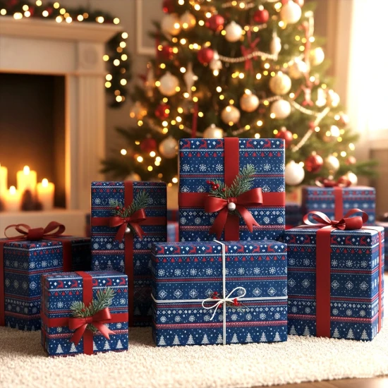 Wrapping Gift Paper Festive Knitted Pattern - 59.5cm W X 42cm L