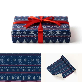 Wrapping Gift Paper Festive Knitted Pattern - 59.5cm W X 42cm L