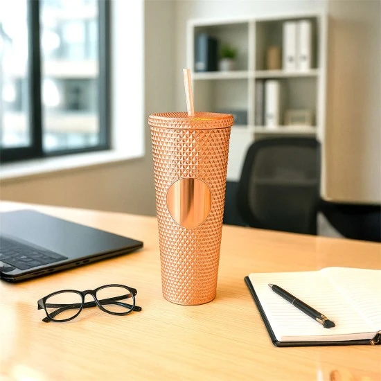 Shop quality Gleamy Studded Double-Walled Tumbler with Lid and Straw - Iridescent Copper Coated, 710 ml in Kenya from vituzote.com Shop in-store or online and get countrywide delivery!