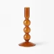 Candleight Glass Bubble Taper Candleholder, 18cm - Amber