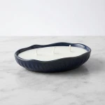 Dunlem Global Medium Oval Candle with Wavy Edge , Blue - Sage & Black Pepper