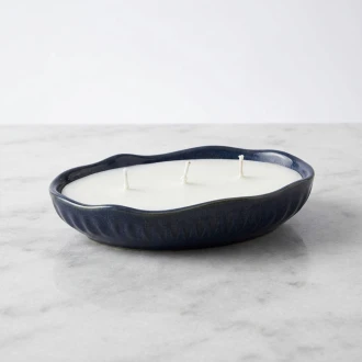Dunlem Global Medium Oval Candle with Wavy Edge , Blue - Sage & Black Pepper