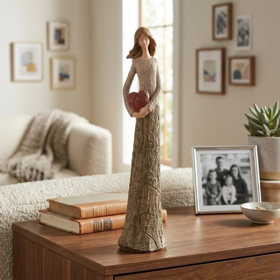Candlelight Lady Holding Heart Ornament, 45cm