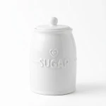 Dunelm Ceramic Embossed Heart Sugar Storage Jar, 12cm  - White