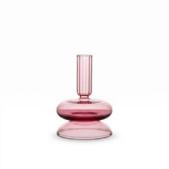 Candlelight Glass Taper Candleholder (12cm) in Apricot