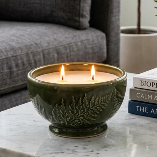 Dunlem Churchgate Olive Leaf & Fern Round Multi-Wick Candle