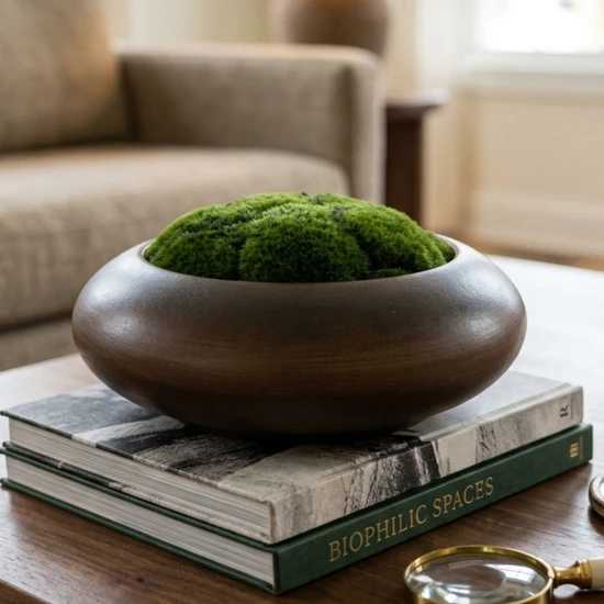 Dunelm Faux Moss in a Bowl- 34cm Diameter