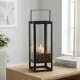 Dunelm FSC Certified  Mango Wood Byrant Hurriccane Pillar Candleholder, Medium