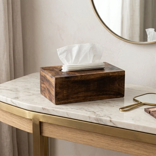 Candlelight FSC-certified Mango Wood Bryant Tissue Box - (L:24.5cm x W:13.5cm x H: 8cm)