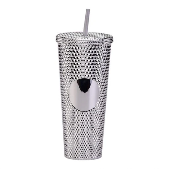 Shop quality Gleamy Studded Double-Walled Tumbler with  Lid and Straw - Silver, 710 ml in Kenya from vituzote.com Shop in-store or online and get countrywide delivery!