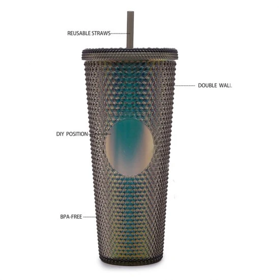 Shop quality Gleamy Studded Double-Walled Tumbler with Lid and Straw - Iridescent Midnight Black, 710 ml in Kenya from vituzote.com Shop in-store or online and get countrywide delivery!