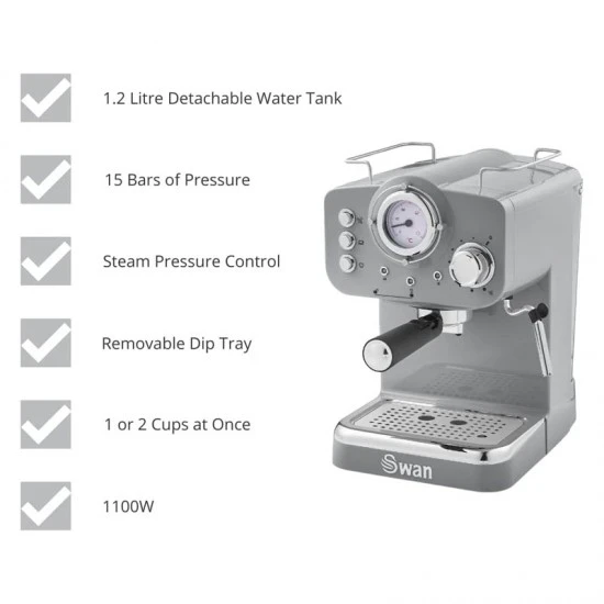 Shop quality Swan Retro Pump Espresso Coffee Machine - Grey in Kenya from vituzote.com Shop in-store or online and get countrywide delivery!