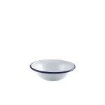 Neville Genware Enamel Bowl White with Blue Rim 16cm/ 6.25"