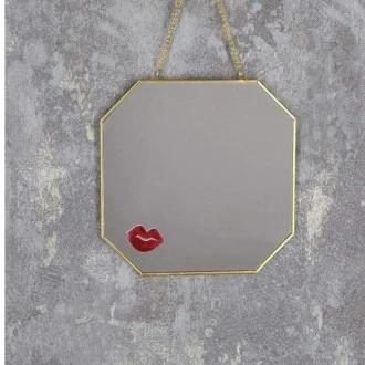 Candlelight Hang metal mirror with Lips, 18cm