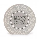 Candlelight Resin Round Block "Make Today Amazing" ,Grey