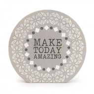 Candlelight Resin Round Block "Make Today Amazing" ,Grey