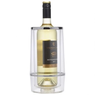 Neville Genware Clear Acrylic Wine Cooler Chrome Trim, 23 x 12cm (H x Dia)