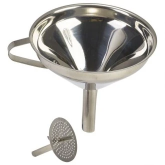 Neville Genware Stainless Steel 5" Funnel With Removable Strainer 1.5cm diameter spout