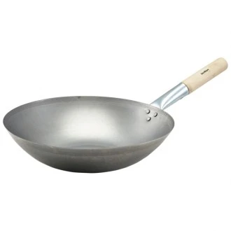 Neville Genware Black Iron Wok Flat Base 14"/35.6cm