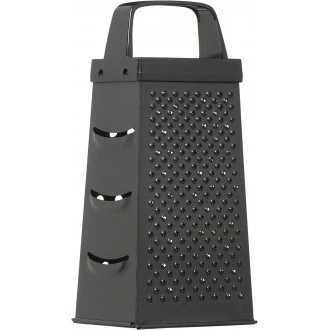 Kitchen Craft Non Stick Cheese Grater, 4 Sided, Stainless Steel, Black