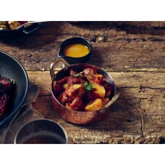 Neville Genware Mini Hammered Copper Plated Casserole Dish, 12 x 3.5cm