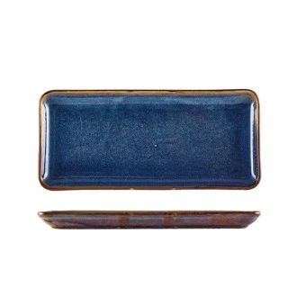 Neville Genware Terra Porcelain Aqua Blue Narrow Rectangular Platter, 30 x 14cm