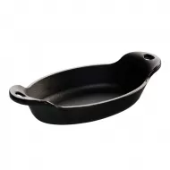 Lodge Heat Enhanced and Seasoned Cast Iron Oval Mini Server, Black