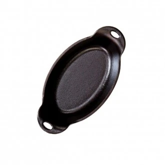 Lodge Heat Enhanced and Seasoned Cast Iron Oval Mini Server, Black