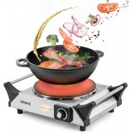 Duronic Portable Electric Hot Plate Hob Cooktop Single Boiling Ring Cooker Stainless Steel Table Top Hotplate 1500W with Handles