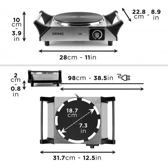 Duronic Portable Electric Hot Plate Hob Cooktop Single Boiling Ring Cooker Stainless Steel Table Top Hotplate 1500W with Handles, HP1SS Shop quality Duronic Portable Electric Hot Plate Hob Cooktop Single Boiling Ring Cooker Stainless Steel Table Top Hotplate 1500W with Handles in Kenya from vituzote.com Shop in-store or online and get countrywide delivery!