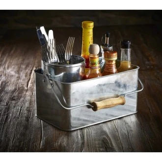 Neville Genware Galvanised Steel Rectangular Table Caddy
