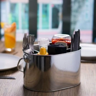 Neville Genware Galvanised Steel Oval Table Caddy