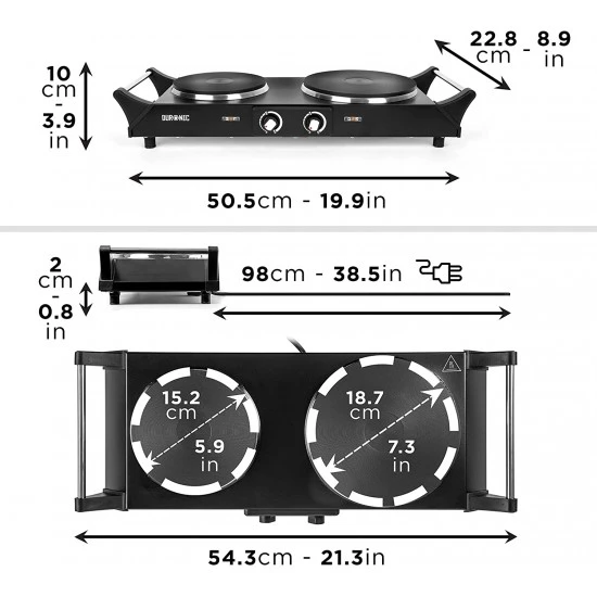 Duronic Portable Electric Hot Plate Hob Cooktop Double Boiling Ring Cooker 2500W Black Table Top Hotplate (1500W & 1000W) with Handles, HP2BK Shop quality Duronic Portable Electric Hot Plate Hob Cooktop Double Boiling Ring Cooker 2500W Black Table Top Hotplate (1500W & 1000W) with Handles in Kenya from vituzote.com Shop in-store or online and get countrywide delivery!