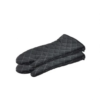Neville Genware Flame Retardant 17" Black Professional Oven Mitts (Pair) 17" (L)