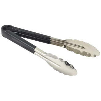 Neville Genware Colour Coded Stainless Steel Tongs, 23cm, Black